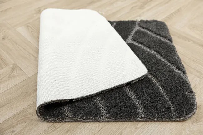 Kúpeľňový koberček Sash Sage tmavosivý, pruhy