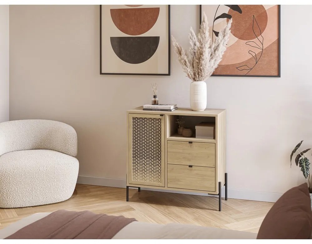 Skrinka v dekore duba v prírodnej farbe 80x80 cm Inca – Marckeric