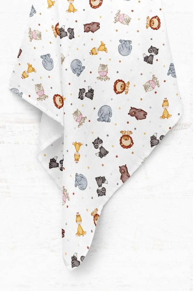 Biela mušelínová detská deka 75x100 cm Zoo – Mijolnir