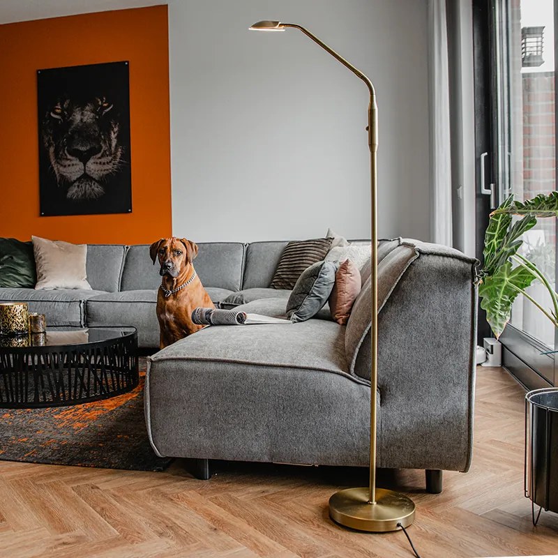 Moderná bronzová stojacia lampa vrátane LED - Eva