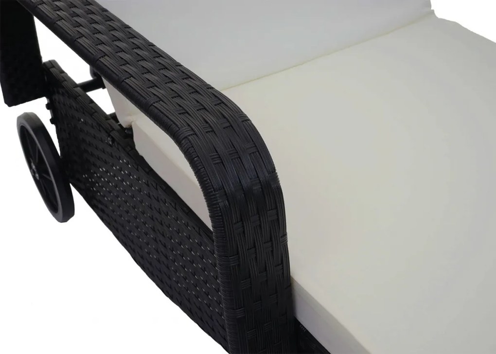 Lehátko Carrara, polyratan / hliník - antracit, béžový vankúš