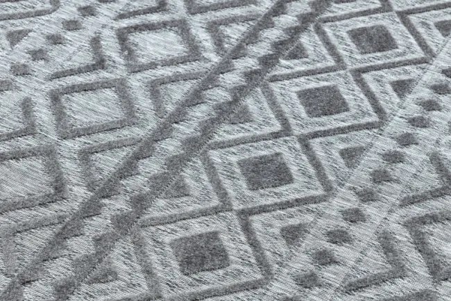 Koberec SOLE D3852 Boho, romby - ploské tkanie sivý