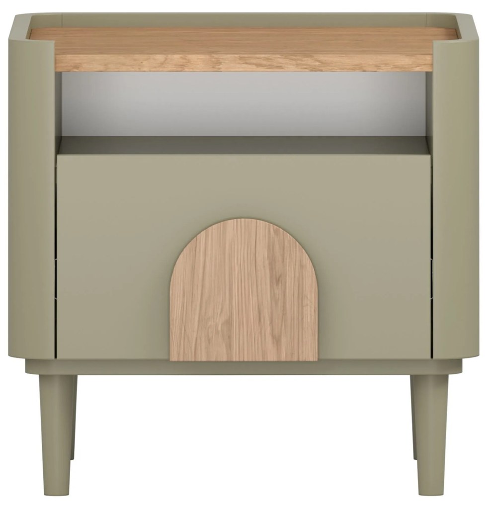 Nočný stolík Amilio 50 cm na nožičkách - eukalyptus / dub baltic dune / dub prírodný