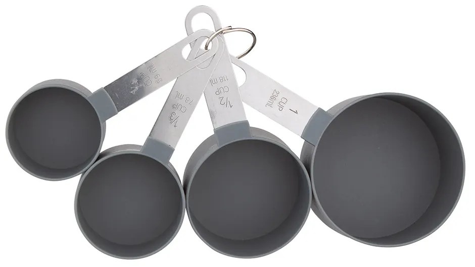 ALTOM Kuchynské odmerky do dóz, súprava 8ks s kovovým úchytom, sivé