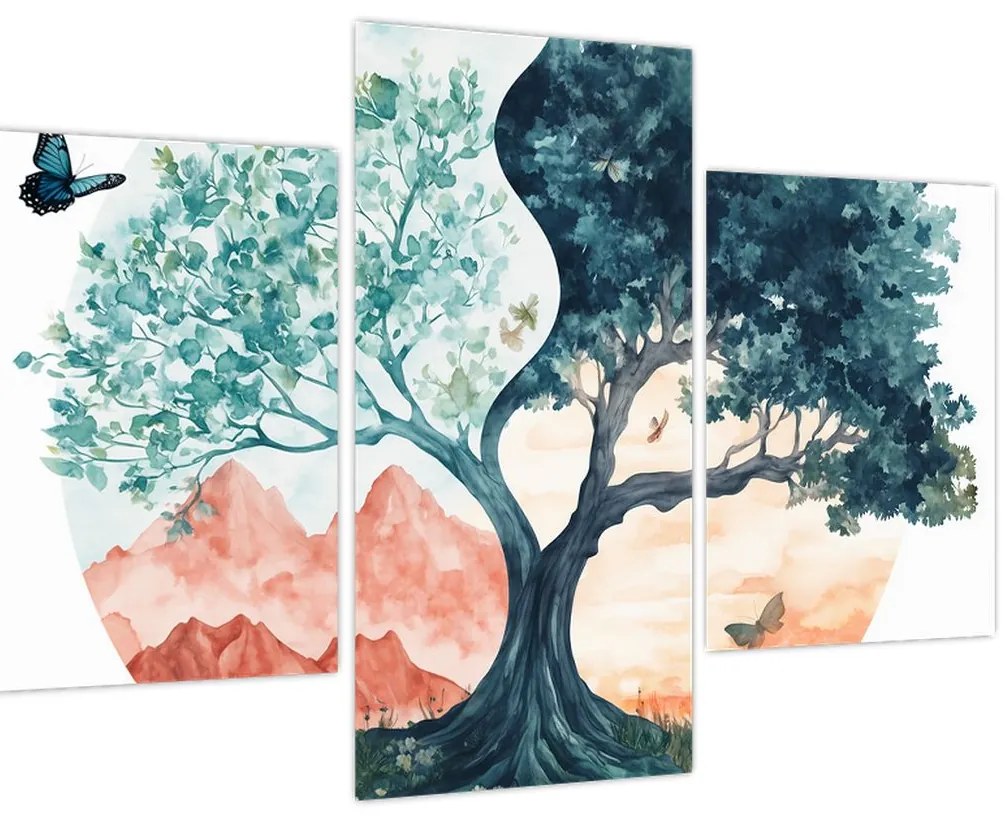 Obraz – Akvarelový strom plný života (90x60 cm)