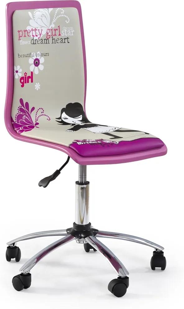 HALMAR Fun 1 detská stolička na kolieskach fialová / vzor