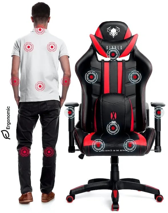 Herné kreslo Diablo X-Ray Normal Size: čierno-červené Diablochairs