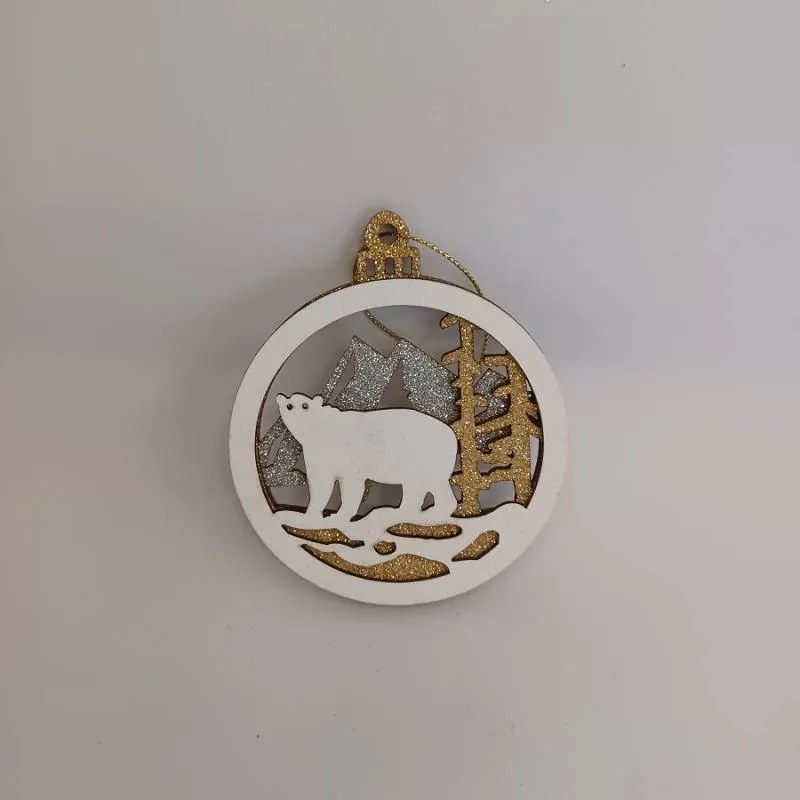 DECOLED Ozdoba, medveď, 8,5 cm, drevená