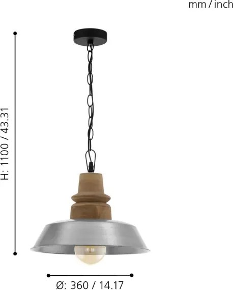 Eglo 33024 - Luster na reťazi RIDDLECOMBE 1xE27/60W/230V