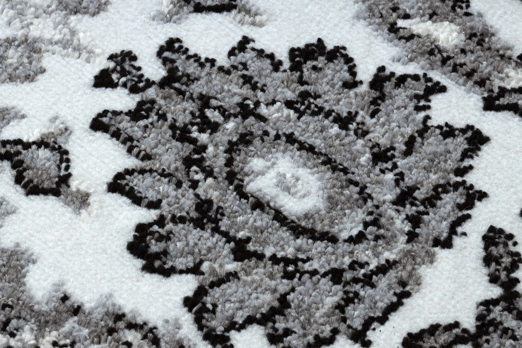 Behúň MATEO 8037/644Kvety, s rámom, sivý