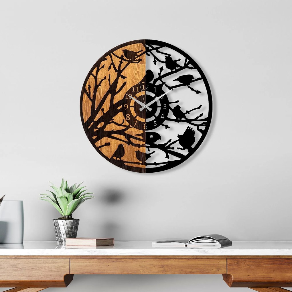 Dekoratívne nástenné hodiny WALLIE WOODEN 56 cm orech/čierne