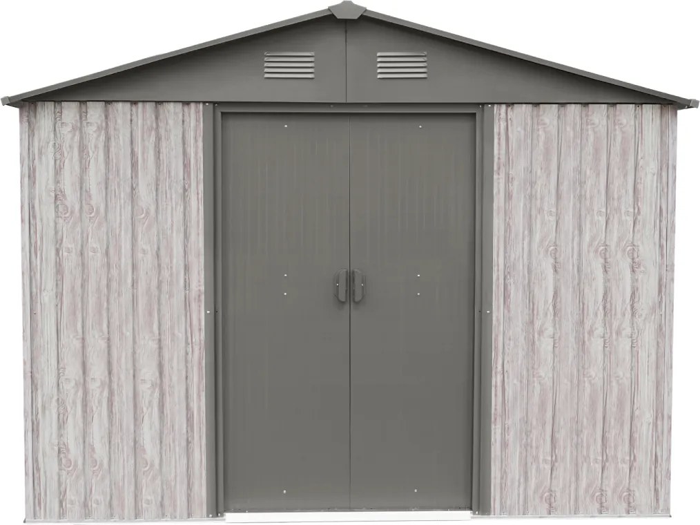 Záhradný domček BestBerg ZDB-9SD / 9 m² / 279 x 324 x 211 cm / dekor biele drevo / sivá