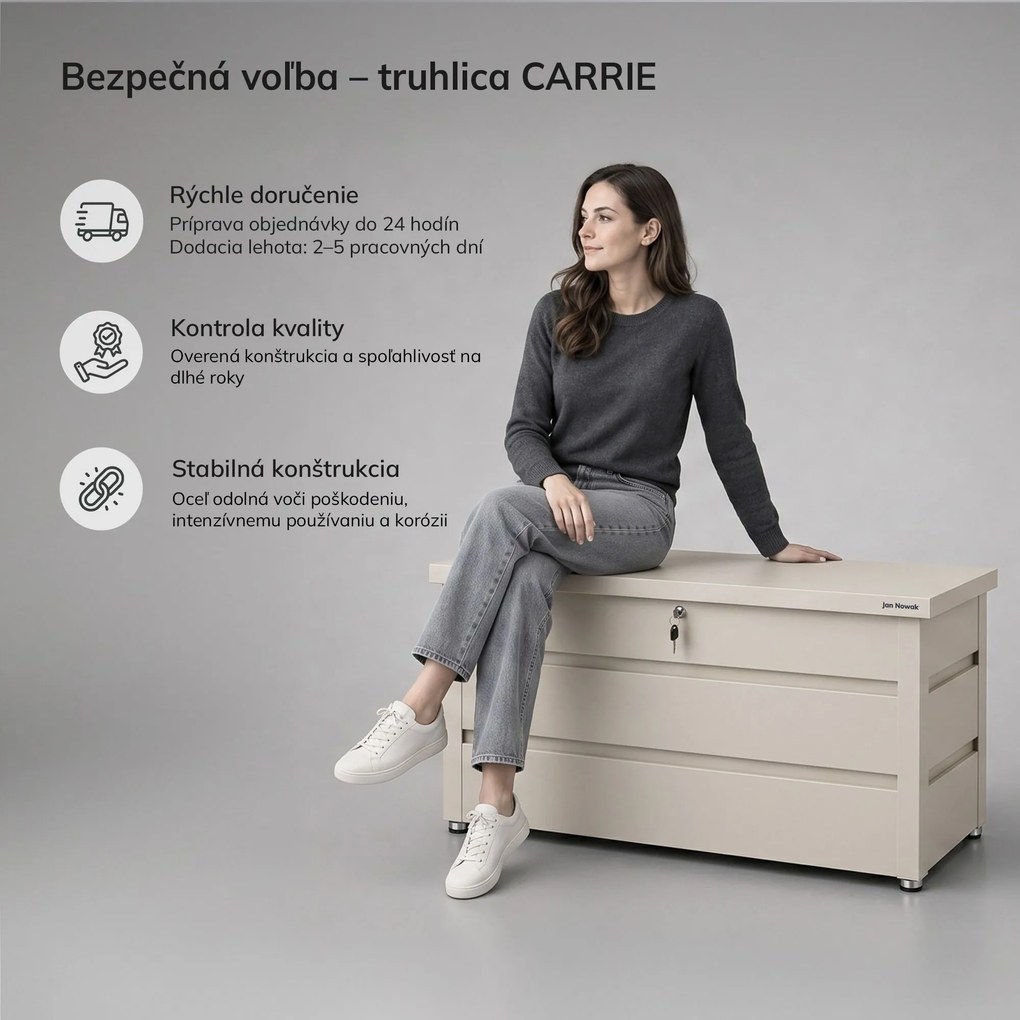 Veľký záhradný a balkónový box béžový: CARRIE 1190 x 520 x 587 mm