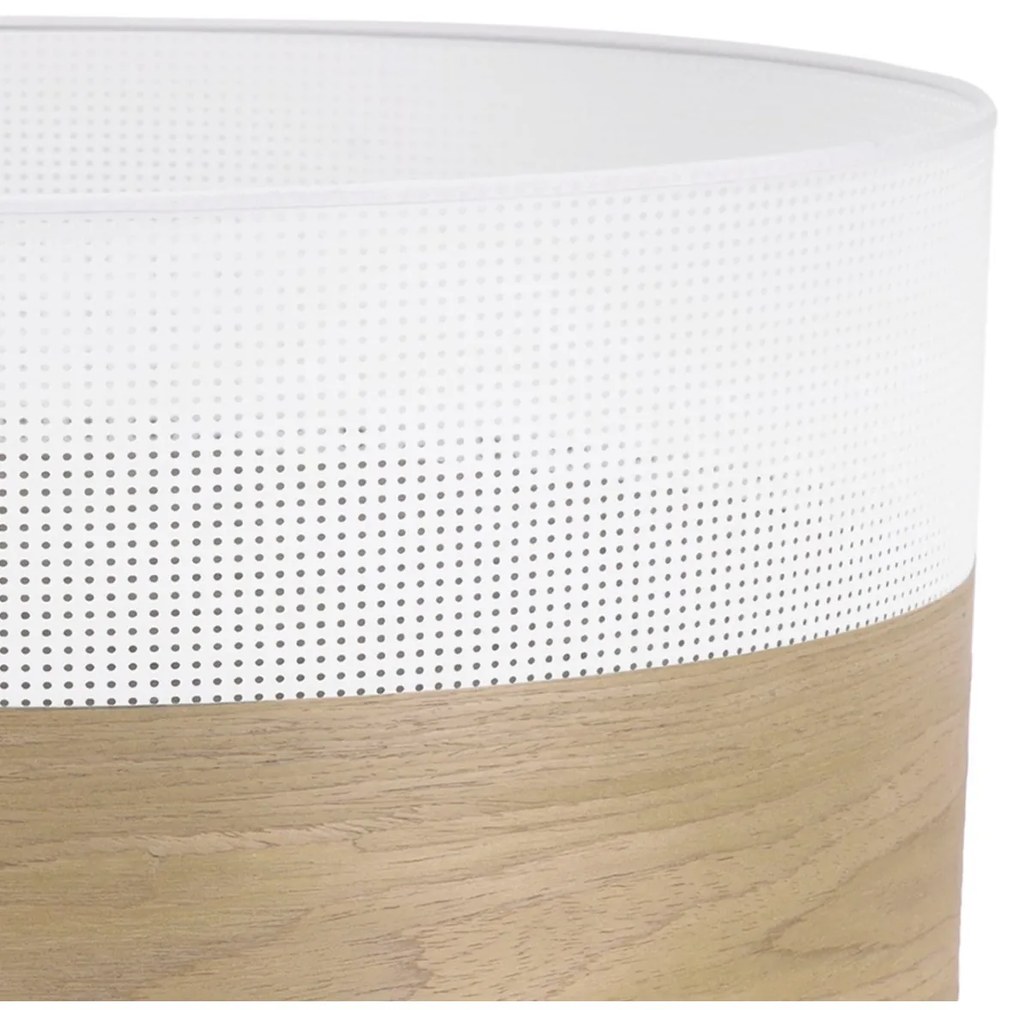 Závesné svietidlo Wood, 1x dýha zlatý dub/biele PVC tienidlo, (fi 35cm)