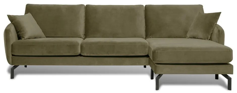 Zelená zamatová rohová pohovka (pravý roh) Magic - Scandic