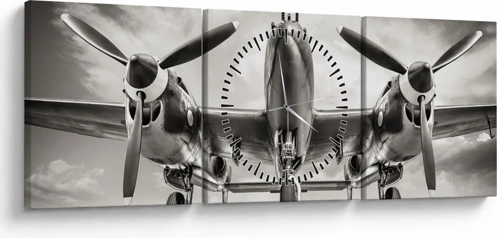 Obraz - Warbird (s hodinami) (90x30 cm)