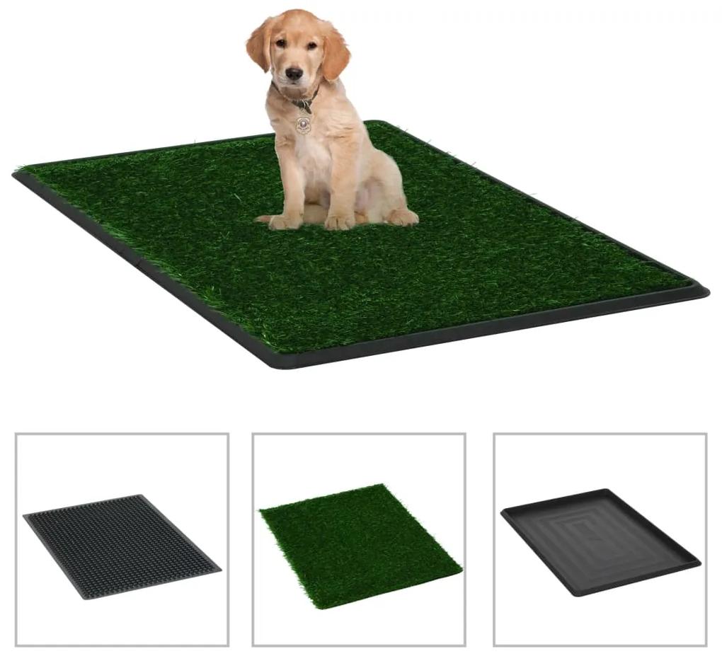 vidaXL Domáca toaleta pre psy s podnosom a umelou trávou zelená 76x51x3 cm