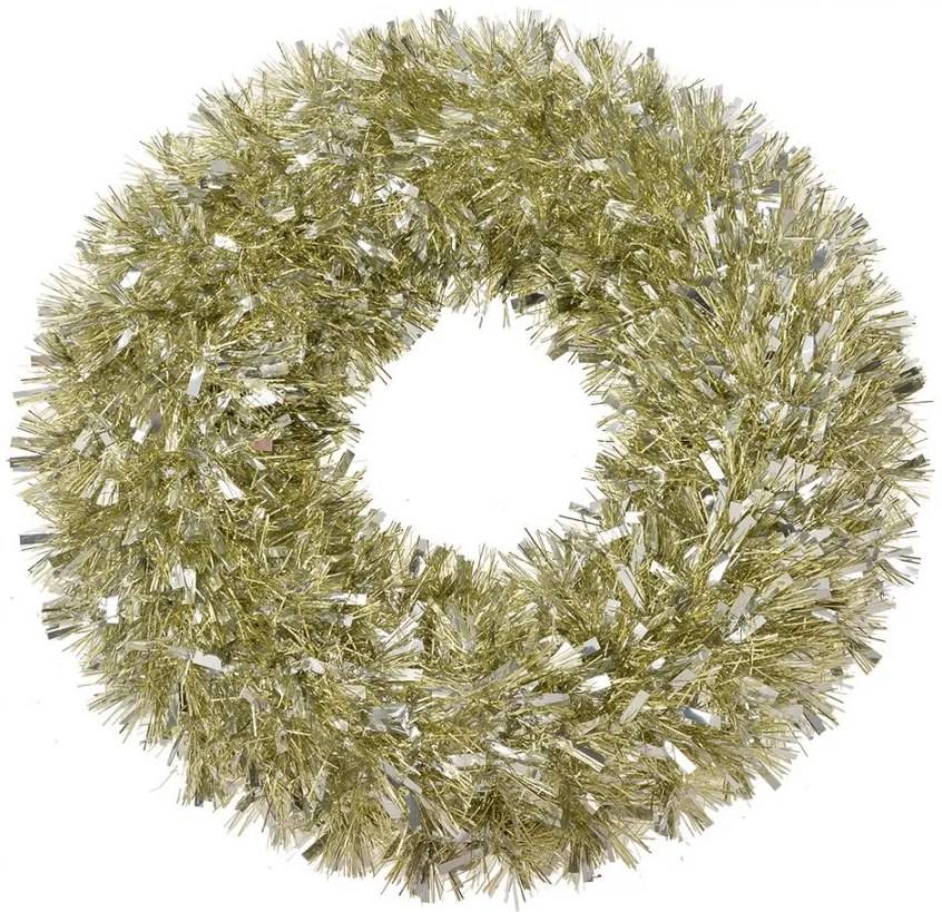 Zlatý plastový vianočný veniec - Ø 45*10 cm
