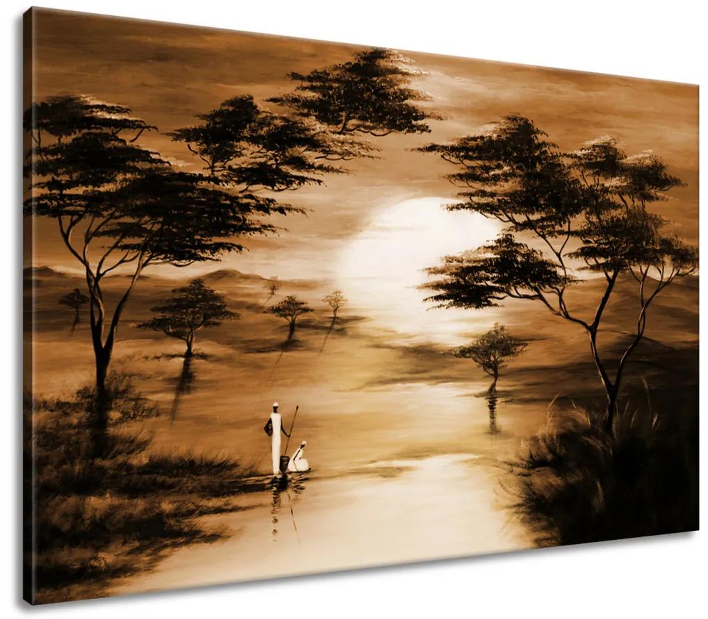 Gario Ručne maľovaný obraz Africký západ slnka Rozmery: 70 x 100 cm