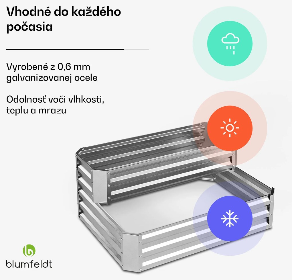 Blumfeldt High Grow vyvýšený záhon, 2 úrovne, odolný voči poveternostným vplyvom, odolný voči korózii, robustný, 405 L