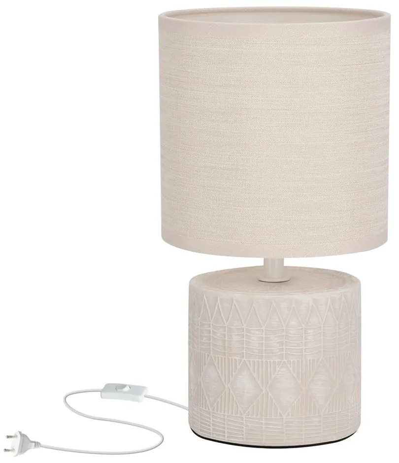 Béžová stolová lampa s textilným tienidlom (výška 26 cm) Dina – Candellux Lighting