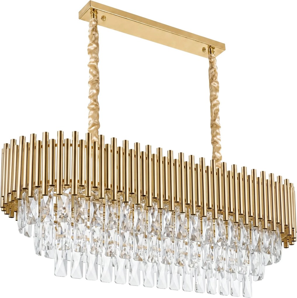 Toolight Toolight, krištáľová závesná lampa 76cm, 8×E14, SWE105-CP, zlatá lesklá, OSW-30227