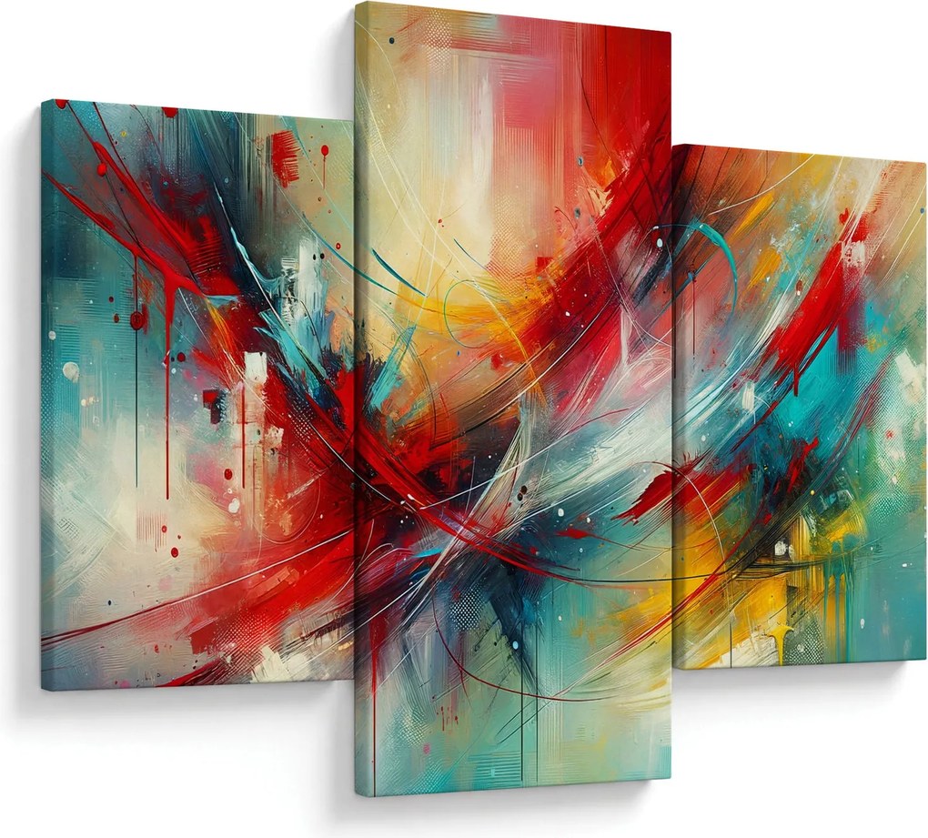 Obraz – Abstrakcia s červenou (90x60 cm)