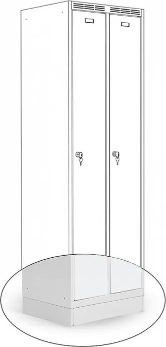 Kovová šatníková skriňa Trestles SS2M 1800x600x500 mm, 2 oddiely, svetlosivé dvere Podnož: sokel, Zámok: cylindrický