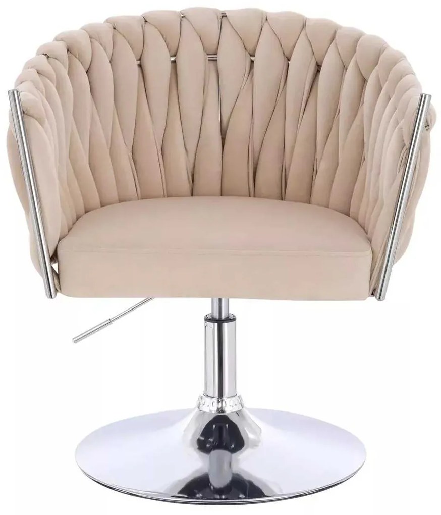 LuxuryForm DESIGN Stolička NORDEN VELUR na striebornom tanieri - krémová