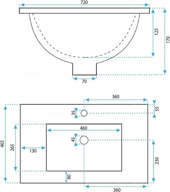 Rea Dafne 70 umývadlo, 72 x 47 cm, biela, REA-U0190