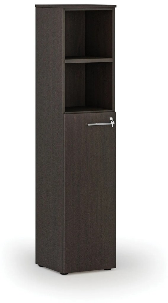 Kombinovaná kancelárska skriňa PRIMO WOOD, dvere na 3 poschodia, 1781 x 400 x 420 mm, wenge