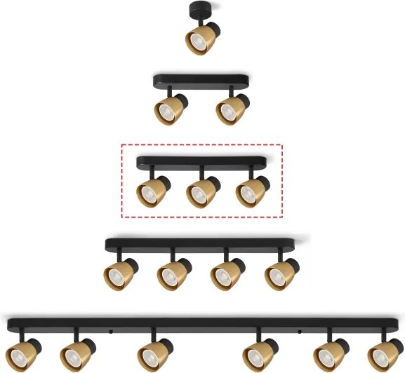 Brilagi - Bodové svietidlo NUGGET 3xGU10/30W/230V čierna/zlatá
