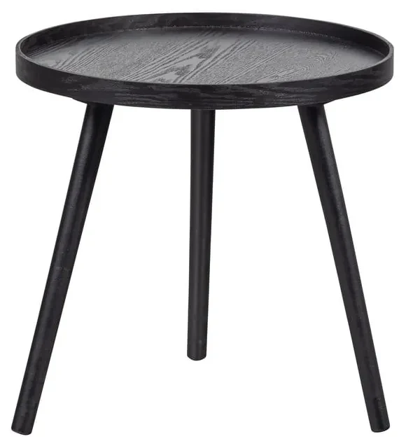 Čierny odkladací stolík WOOOD Mesa, ø 45 cm