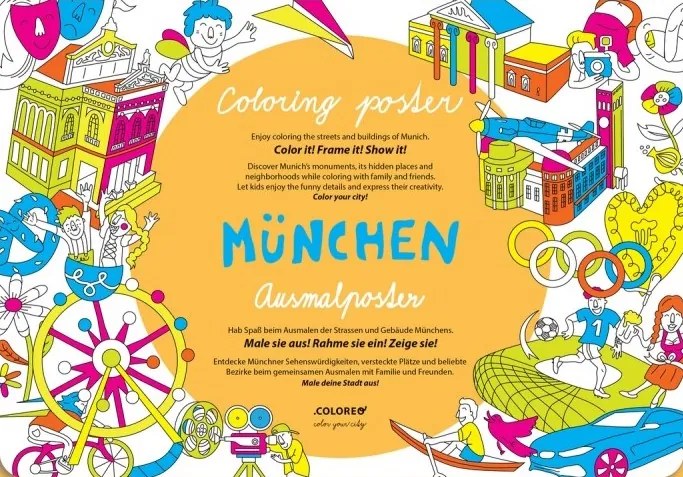 Omaľovánka pre deti - Mapa Mníchov