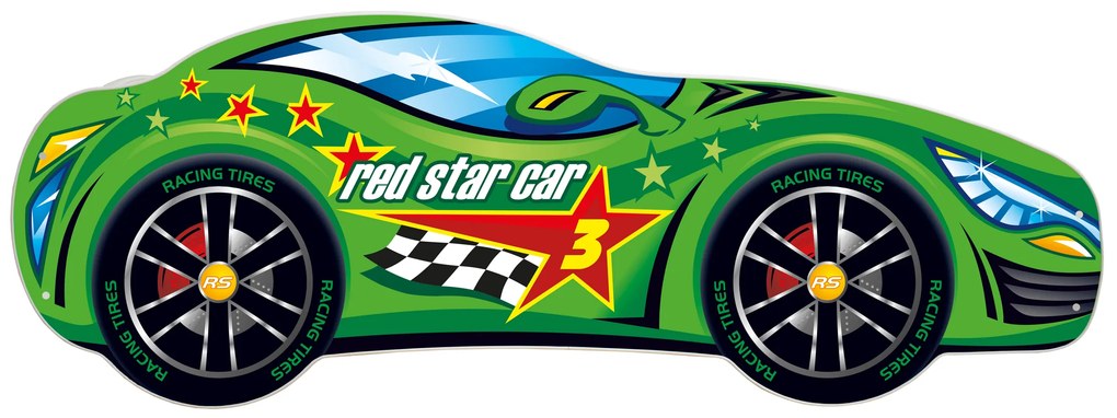 TOP BEDS Detská auto posteľ Racing Cars 140cm x 70cm - GREEN