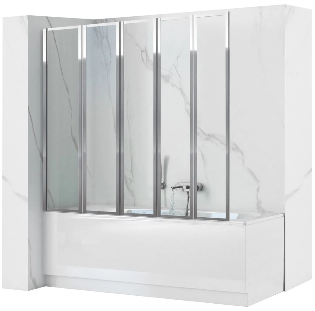 Rea Idea, vaňová zástena, 5-krídlová, 120 x 140 cm, chróm-transparentná, REA-W0850