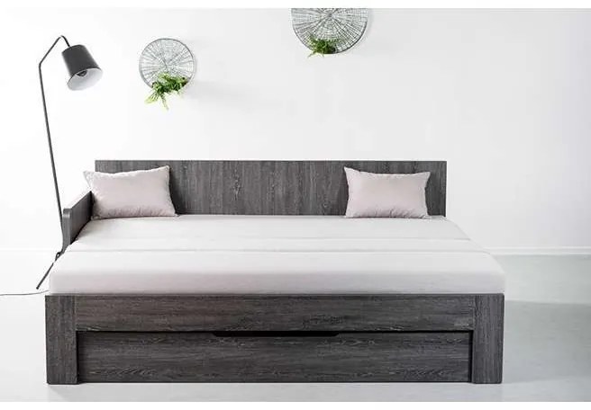 Ahorn DUOVITA 80 x 200 lamela - rozkladacia posteľ a sedačka 80 x 200 cm pravá - dub biely, lamino