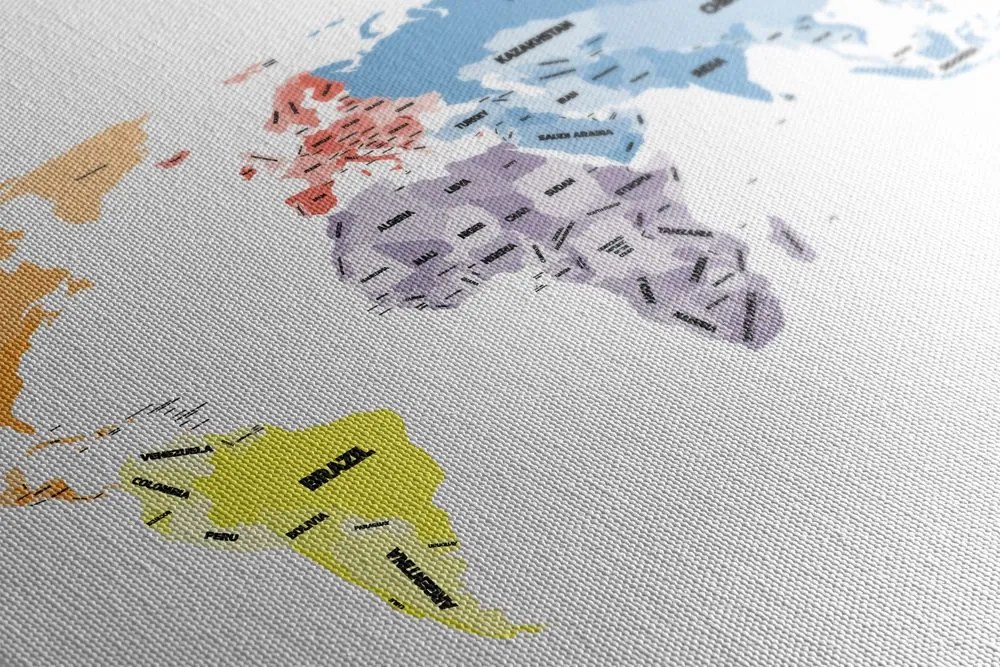 Obraz mapa sveta s pútavými nápismi