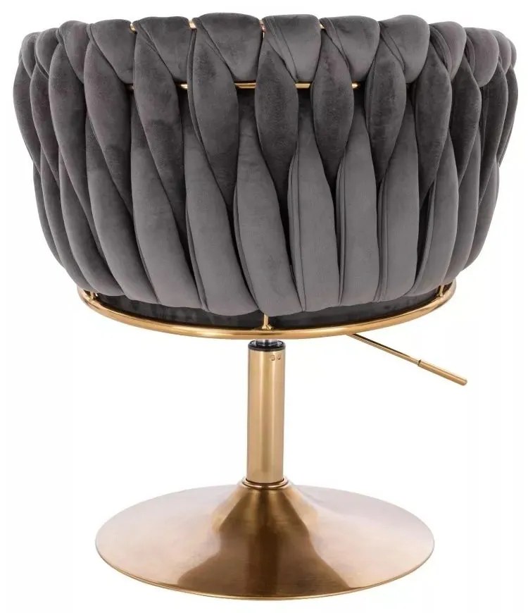 LuxuryForm DESIGN Kreslo NORDEN VELUR na zlatom tanieri - tmavo šedé
