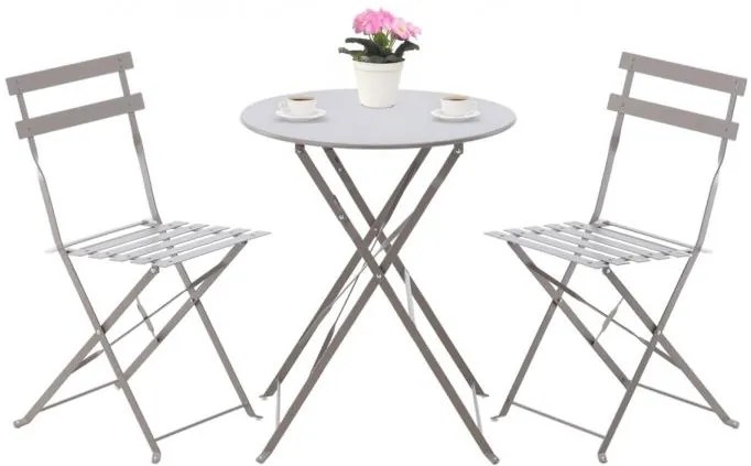 Skladací záhradný set v sivej farbe