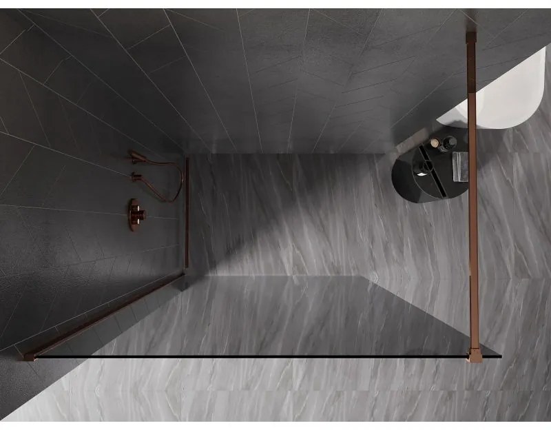 Mexen, Mexen Kioto-X sprchová stena 110 x 200 cm, grafit 10 mm, ružové zlato - 800-110-101-60-40-X