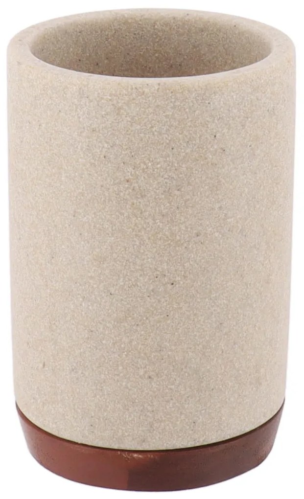 Kúpeľňový pohár Vegar, béžová/s drevenými prvkami,