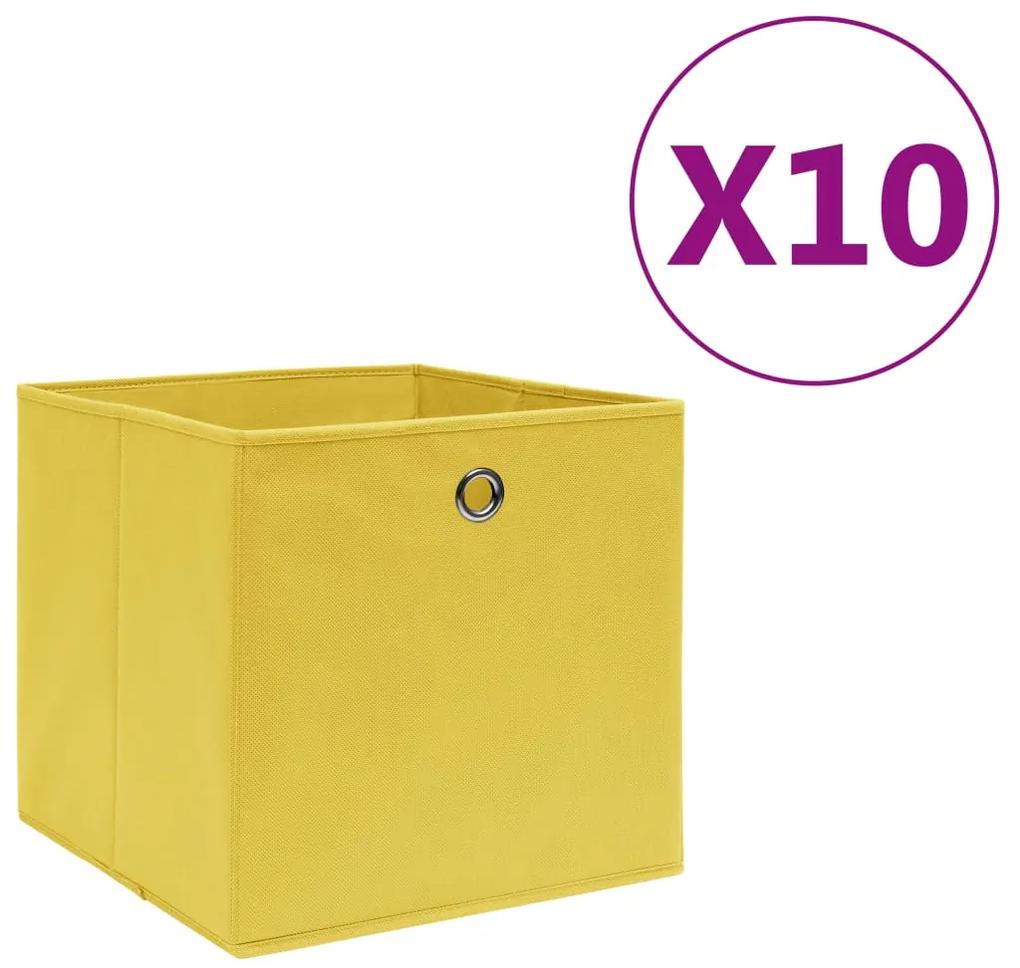 vidaXL Úložné boxy 10 ks, netkaná textília 28x28x28 cm, žlté