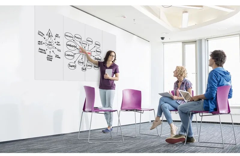 Bezrámová biela popisovacia tabuľa, magnetická, 1480 x 980 mm