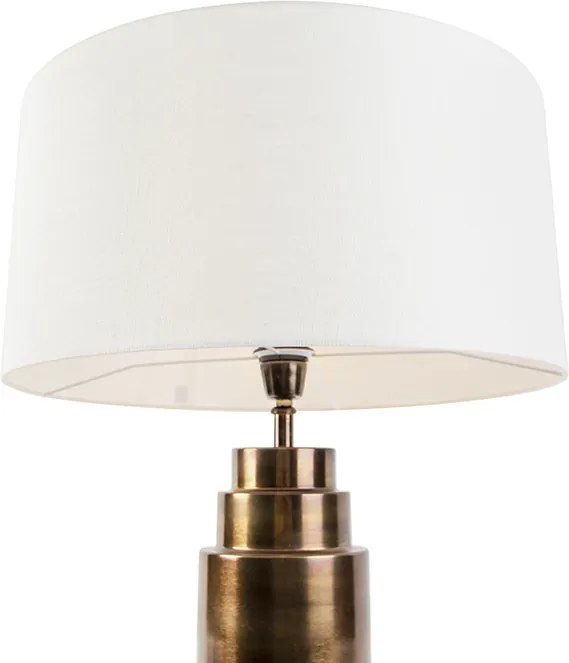 Art Deco stolná lampa s tienidlom biela 50 cm - Bruut