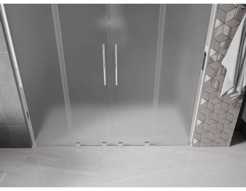 Mexen Velar L Duo, posuvné sprchové dvere do otvoru 200 cm, 8mm sklo námraza, chrómová, 871-200-003-32-01