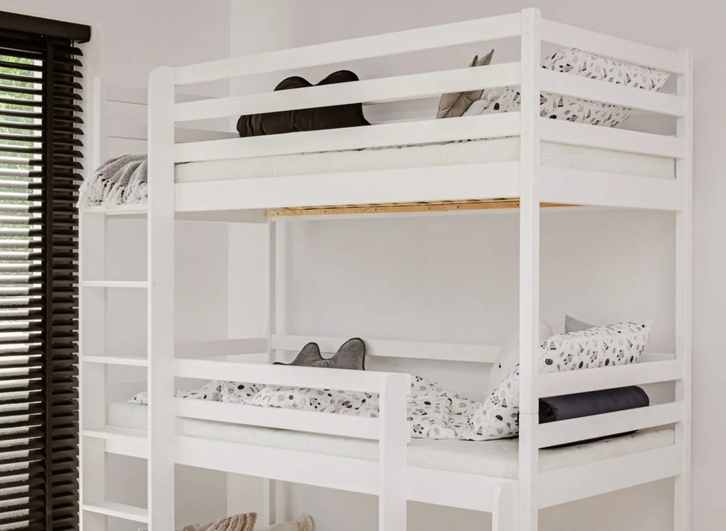 Detská trojposchodová posteľ TEDDY - 200x90 cm - biela