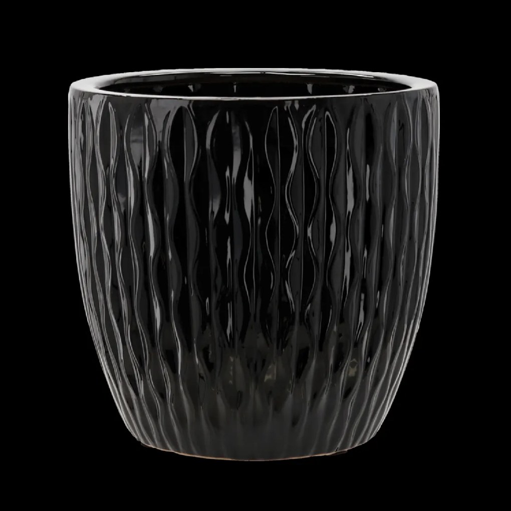 Garden Line KERAMICKÝ OBAL NA KVETINOVÝ KÔŠ 39 x 39 x 39 CM ČIERNY LESK *2432