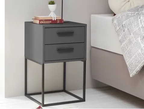 Nočný stolík s 2 zásuvkami Suna, grafitový%