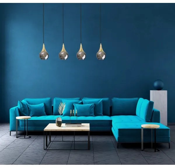Luster na lanku LACRIMA SMOKY 4xE27/60W/230V